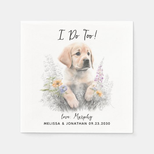 Serviette En Papier Cocktail Mariage de chien (Devant)