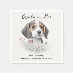 Serviette En Papier Cocktail Mariage de chien