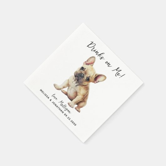 Serviette En Papier Cocktail Mariage de chien (Coin)