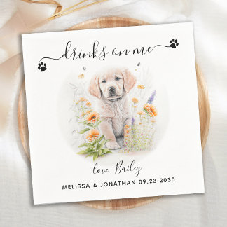 Serviette En Papier Cocktail Mariage de chien