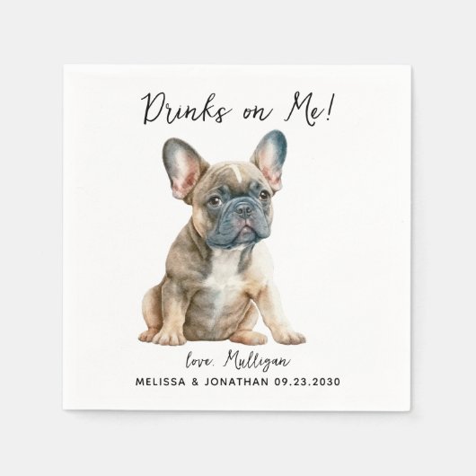 Serviette En Papier Cocktail Mariage de chien (Devant)