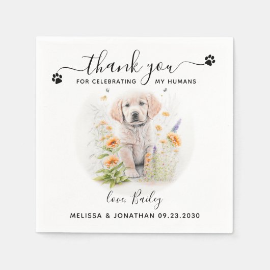 Serviette En Papier Cocktail Mariage de chien (Devant)