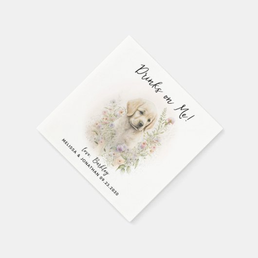 Serviette En Papier Cocktail Mariage de chien (Coin)