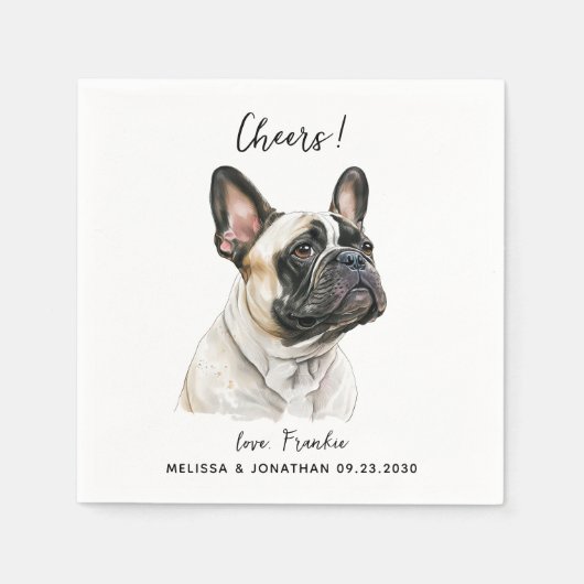 Serviette En Papier Cocktail Mariage de chien (Devant)