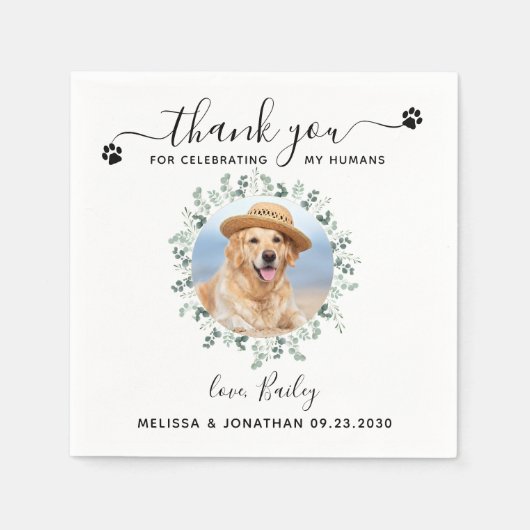 Serviette En Papier Cocktail Mariage de chien (Devant)