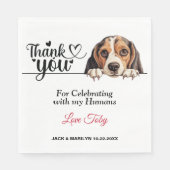 Serviette En Papier Cocktail Mariage de chien beagle (Devant)