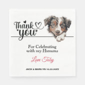 Serviette En Papier Cocktail Mariage de chien berger australien (Devant)