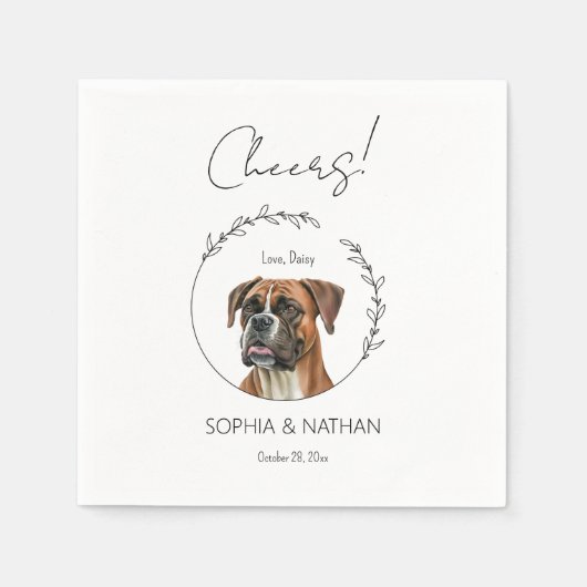 Serviette En Papier Cocktail Mariage de chien de boîte simple (Devant)