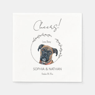 Serviette En Papier Cocktail Mariage de chien de boîte simple