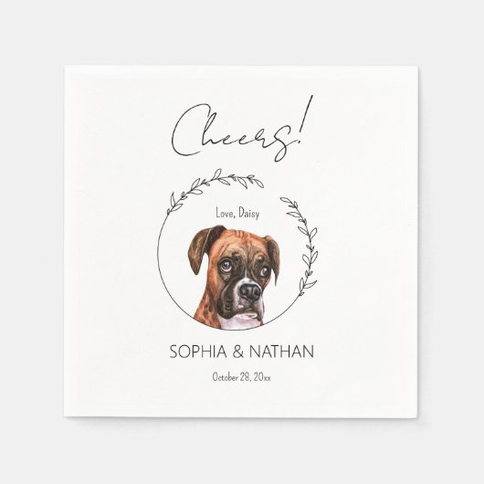 Serviette En Papier Cocktail Mariage de chien de boîte simple (Devant)