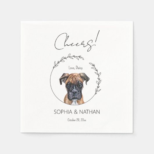 Serviette En Papier Cocktail Mariage de chien de boîte simple (Devant)