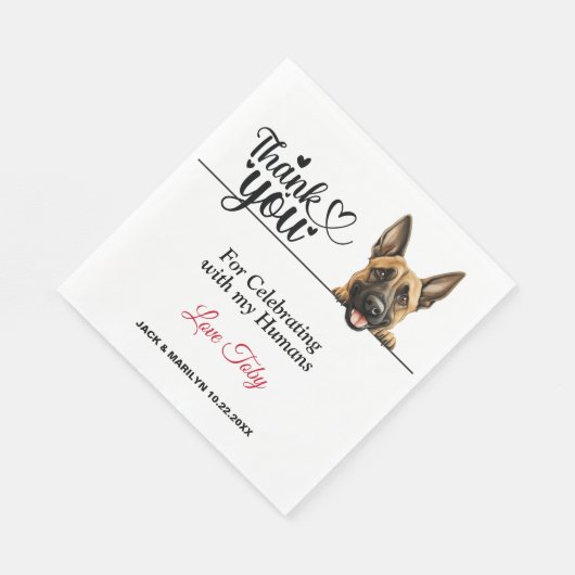 Serviette En Papier Cocktail Mariage de chien Malinois belge (Coin)