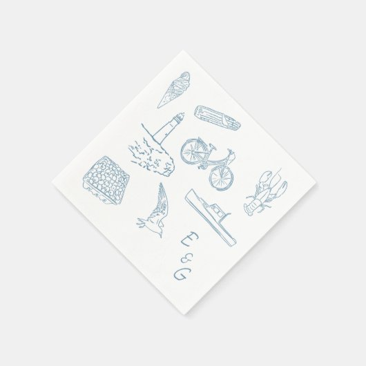 Serviette En Papier Cocktail mariage de la Nouvelle-Angleterre (Coin)