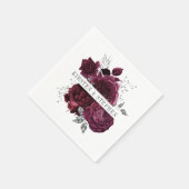 Serviette En Papier Cocktail Mariage de marron de Bourgogne et d'argen (Coin)