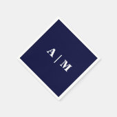Serviette En Papier Cocktail Mariage de Monogramme de la Marine (Coin)