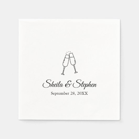 Serviette En Papier Cocktail Mariage de script élégant personnalisé (Devant)