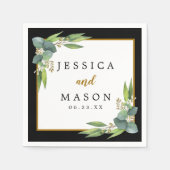 Serviette En Papier Cocktail Mariage Eucalyptus économique (Devant)