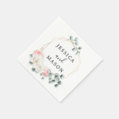 Serviette En Papier Cocktail Mariage floral vert Napkin (Coin)