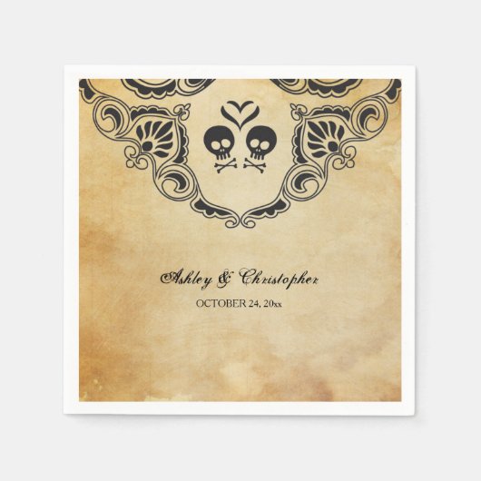 Serviette En Papier Cocktail Mariage Halloween Napkin - Gothique (Devant)