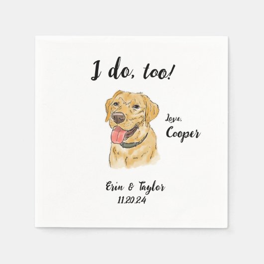 Serviette En Papier Cocktail Mariage Jaune Labrador Napkin (Devant)
