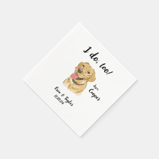 Serviette En Papier Cocktail Mariage Jaune Labrador Napkin (Coin)
