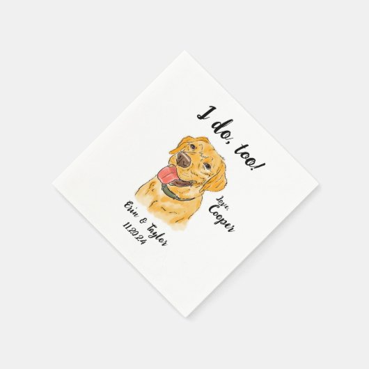 Serviette En Papier Cocktail Mariage Jaune Labrador Napkin (Coin)