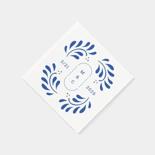 Serviette En Papier Cocktail Mariage mexicain Puebla Napkin (Coin)