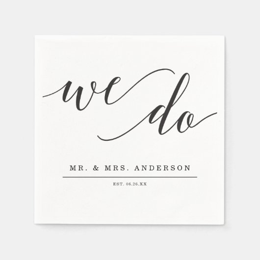 Serviette En Papier Cocktail Mariage minimaliste d'élégance Napkin (Devant)