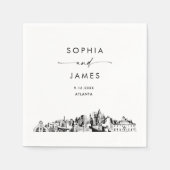 Serviette En Papier Cocktail Mariage moderne Atlanta Skyline (Devant)