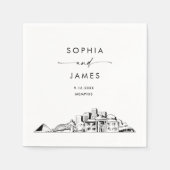 Serviette En Papier Cocktail Mariage moderne Memphis Skyline (Devant)