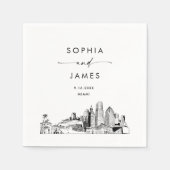 Serviette En Papier Cocktail Mariage moderne Miami Skyline (Devant)