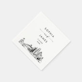 Serviette En Papier Cocktail Mariage moderne Miami Skyline (Coin)