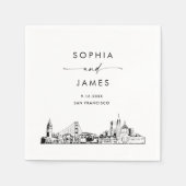 Serviette En Papier Cocktail Mariage moderne San Francisco Skyline (Devant)