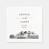 Serviette En Papier Cocktail Mariage moderne Seattle Skyline (Devant)