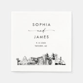 Serviette En Papier Cocktail Mariage moderne Tucson Skyline (Devant)
