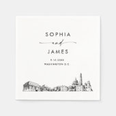 Serviette En Papier Cocktail Mariage moderne Washington DC Skyline (Devant)