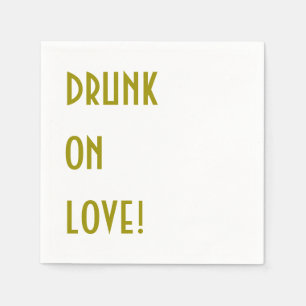 Serviette En Papier Cocktail mariage Napkin : Drunk on love!