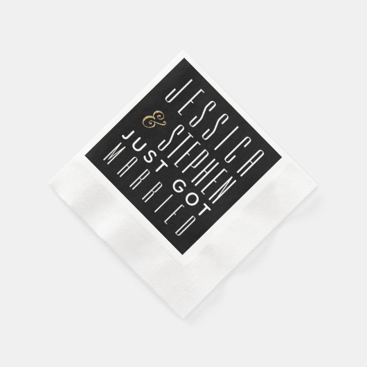 Serviette En Papier Cocktail mariage Napkin Elegant Gold et Black (Coin)