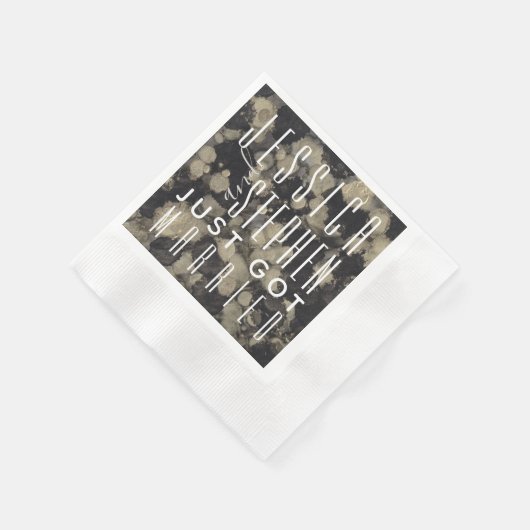 Serviette En Papier Cocktail mariage Napkin nuances d'or et de noir (Coin)