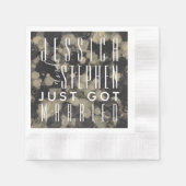 Serviette En Papier Cocktail mariage Napkin nuances d'or et de noir (Devant)