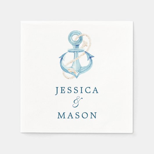 Serviette En Papier Cocktail Mariage Nautique Napkin (Devant)