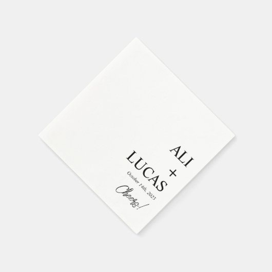 SERVIETTE EN PAPIER COCKTAIL MARIAGE NOIR ET BLANC CLASSIQUE NAPKIN (Coin)