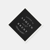 Serviette En Papier Cocktail Mariage noir et blanc serviettes (Coin)