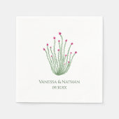 Serviette En Papier Cocktail Mariage Ocotillo Cactus Fleur Rose (Devant)