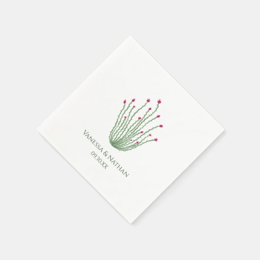 Serviette En Papier Cocktail Mariage Ocotillo Cactus Fleur Rose (Coin)