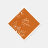 Serviette En Papier Cocktail Mariage orange végétal minimal (Coin)