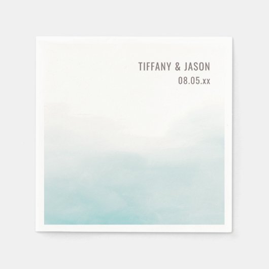 Serviette En Papier Cocktail Mariage personnalisé Dusty Blue simple (Devant)