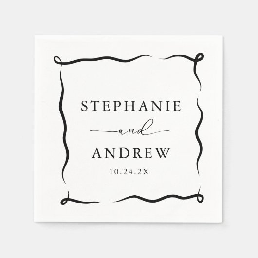 Serviette En Papier Cocktail Mariage personnalisé moderne serviettes (Devant)