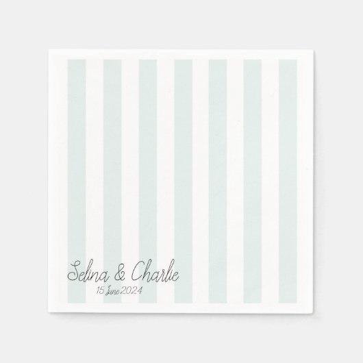 Serviette En Papier Cocktail Mariage rayé Napkin (Devant)