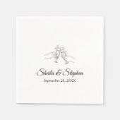 Serviette En Papier Cocktail Mariage romantique personnalisé (Devant)